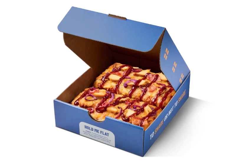 Greggs 2 Slice BBQ Chicken & Bacon Pizza Box