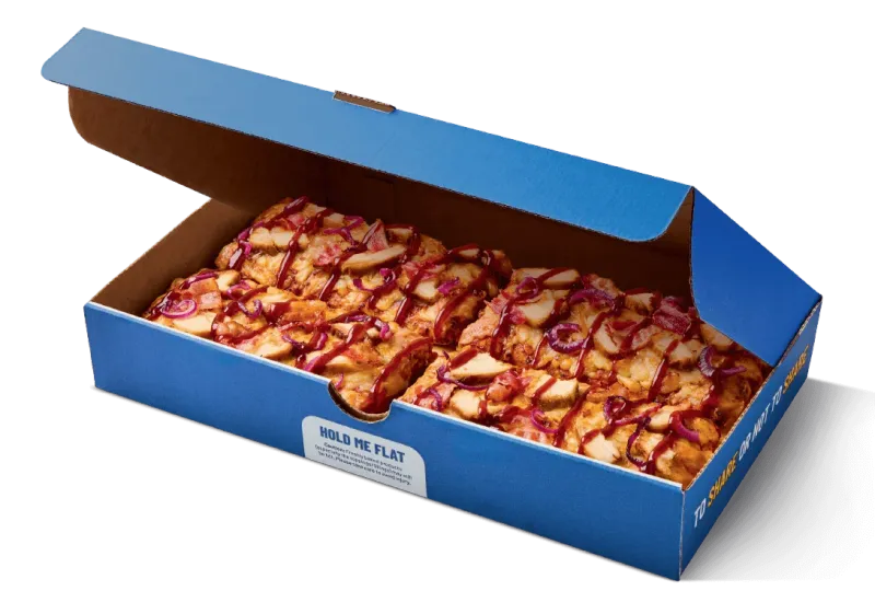 Greggs 4 Slice BBQ Chicken & Bacon Pizza Box